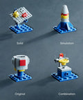 Various blocks from the 7 In 1 Transformable Airplane Building Blocks Set For Kids Ages 6 To 12, 137 PCS STEM Construction Kit.