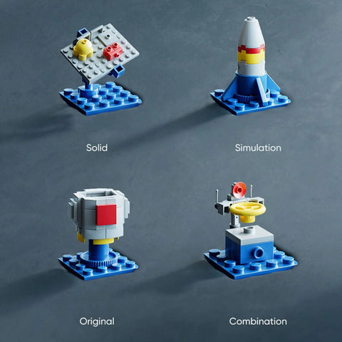 Various blocks from the 7 In 1 Transformable Airplane Building Blocks Set For Kids Ages 6 To 12, 137 PCS STEM Construction Kit.
