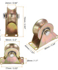 2 Pack U Groove Caster Wheels With Brackets Two Point Two Inch Wheel Diameter Beefy 300kg Capacity Per Wheel shown front and side