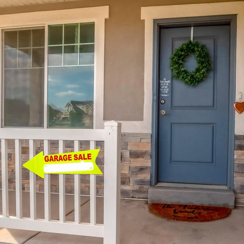 12 Pack Double Sided Neon Arrow Garage Sale Signs With Stakes 17 X 6 Inches High Visibility This Way Plastic Decoration Yellow And Red Great For Yard Sales Flea Markets Or Pop Up Events Easy To See From Afar.