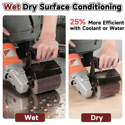 Man using 4.7 By 4 Inch Surface Conditioning Drum With 80 Grit Emery Cloth For Burnishing Machines on wet and dry surfaces.