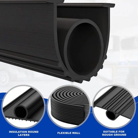 DGSL garage door bottom seal kit, black rubber weather stripping, installed on door edge, 16 ft, 5/16 in T-ends.