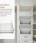 Total Breeze Pet Underwear Drawer Organizer Bin Non Slip Stackable Closet Storage Box Keeps Lingerie Neat And Portable Dresser Dividers Wear Resistant Everyday Essential, grey stackable bin on a shelf.