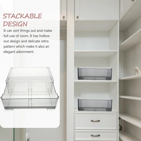 Revamp Your Drawer Routine With These Slick Stackable Underwear And Sock Storage Bins Crafted From Heavy Duty Pet Plastic To Keep Your Closet Super Clean And Fully Sorted. Stackable gray PET plastic bins for organized drawer storage.