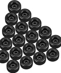 20 Pack 2.5 Inch Trailer Ramp Door Bumpers, Heavy Duty Rubber Bump Stops, Black, arranged in a triangular pattern