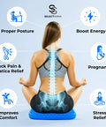 Person meditating on Double Thick Gel Seat Cushion For All Day Comfort And Pressure Relief For Back Sciatica Coccyx And Tailbone Pain