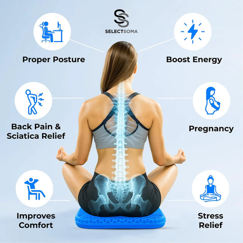 Person meditating on Double Thick Gel Seat Cushion For All Day Comfort And Pressure Relief For Back Sciatica Coccyx And Tailbone Pain