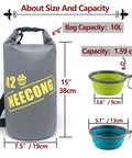 10L Dog Food Travel Bag With Collapsible Bowls For On-The-Go Kibble, 42 Cup Capacity, Camping And Everyday Dry Food Storage Kit