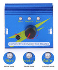 Front view of Dope Servo Tester And Controller For RC Gear with manual, neutral, auto modes, blue casing, ideal for planes