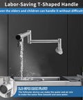 Pot Filler Faucet Wall Mount Stainless Steel Kitchen Faucet With Foldable Stretch Arm and Double Joint Swing