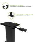 Top view of Rising Desktop Speaker Stands for Small to Medium Bookshelf Speakers and 2 to 4 Inch Studio Monitors, 8.3 Inch Tall, with cable management