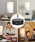 Three Color Temperature Bedside Lamp With USB A Port And USB C Port for bedroom and living room, 9W LED bulb