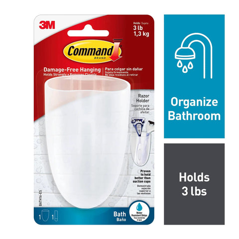 Clear Frosted Bath Razor Holder With Water Resistant Strip For Damage Free Organization In Shower Or Sink, 1 Holder Great For Dorm Rooms, Guest Baths, And Quick, Neat Storage