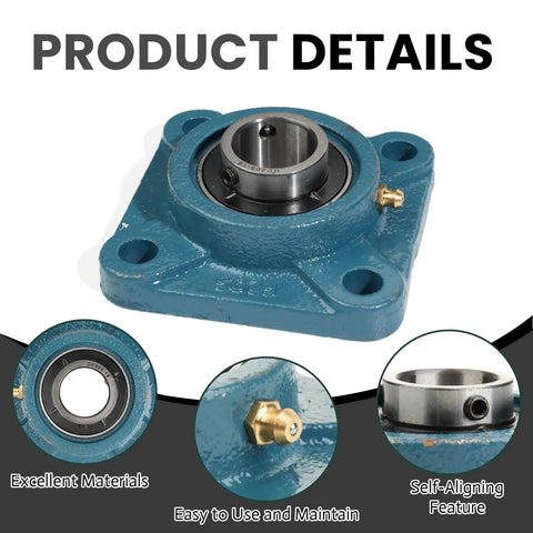 Pillow Block Bearing Flange Mounted 3/4 Inch Bore 4-Bolt Square Flanged Bearing Unit with cast iron housing