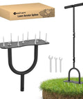 Manual Lawn Aerator Spike Tool with Nine Two Point Two Inch Iron Spikes for Deep Soil Aeration and Dethatching displayed on grass
