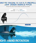 Diagram of 14 And A Quarter Inch Diameter 21 Pitch 3 Blade Aluminum Boat Propeller With 15 Spline For Right Hand Rotation