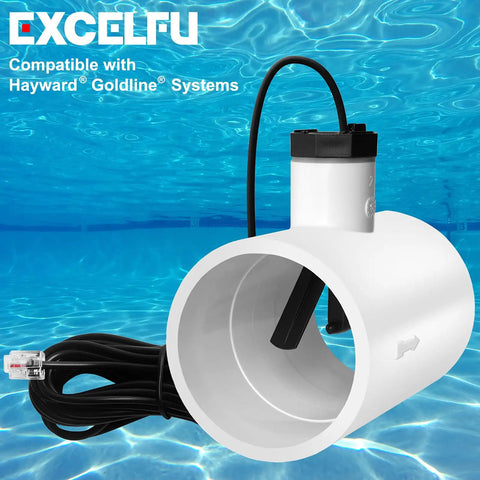 Flow Switch Replacement Kit For Goldline Aquarite Salt Systems, shown with flow sensor assembly and 15-foot cable