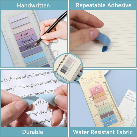 Sticky Book Tabs Set With Repositionable Book Markers, Writable Transparent Flags For School And Office, 200 Pieces
