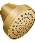 Brushed Gold Round Spray Head 3-5/8 Inch Diameter One Function Shower Head With 2.5 Gpm Flow LifeShine Non Tarnish Finish