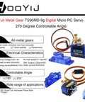 4 Pack Beefed Up Full Metal Gear TS90MD 9g Digital Micro RC Servo 270 Degree Upgrade SG90 Mini Servos Motor For Arduino RC DIY