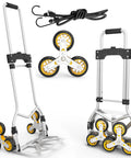 Heavy Duty Stair Climbing Dolly With Telescoping Handle And Six Rolling Wheels For Moving And Grocery Hauls Foldable Aluminum Cart with wheels and handle.