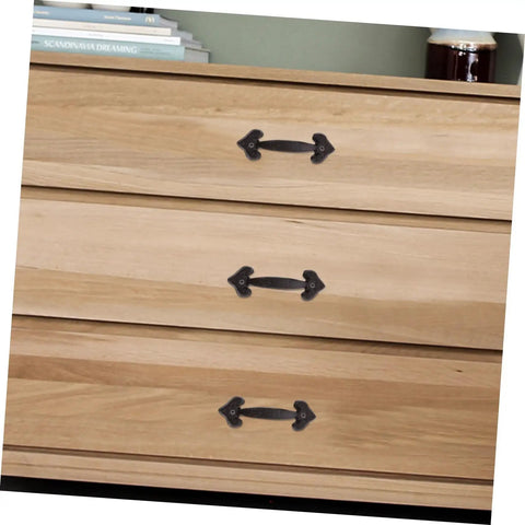 Retro Style Cabinet Door Pull Handles 1 Set Sturdy Furniture Grips For Cabinets Closets And Dressers Vintage Design Easy To Open No Burrs For A Comfy Touch installed on a light wood dresser.