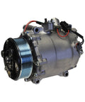 Install This Badass Heavy Duty AC Compressor With Clutch Direct Original Replacement Cooling Unit showing side angle with electrical connectors.