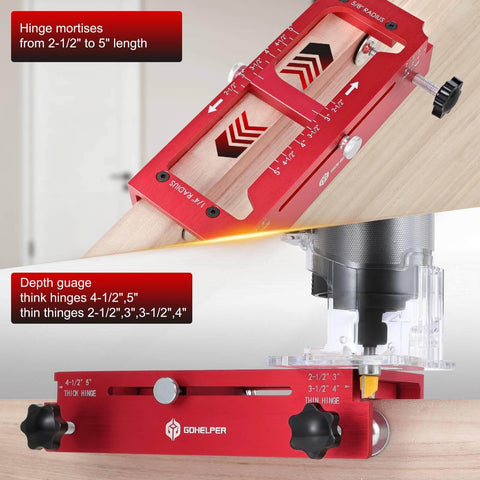 Pro Grade Aluminum Alloy Door Hinge Template Kit For Router Adjustable Mortise Jig Fits Hinges From 2.5 To 5 Inches
