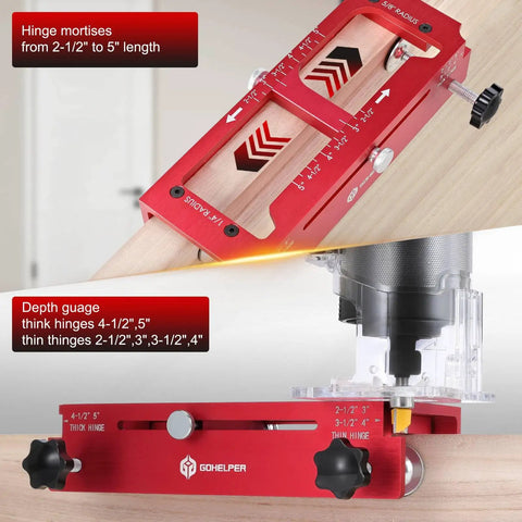 Door Hinge Template Kit For Router Aluminum Alloy Mortise Jig Fits Door Hinges From 2.5 To 5 Inches includes router placement.