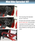 Close-up of mini bike sprocket compatible with Red 420 Chain Kit For Mini Bikes With 42 Links And 90 Links Replacement Fits Predator 212cc.