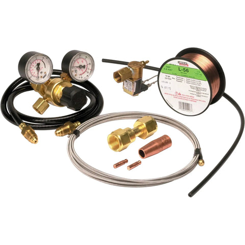 MIG Conversion Kit For Weld Pack 100HD Wire Feed Welder With Gas Regulator And 115V Solenoid Hoses And Connectors Includes 2 Lb Spool