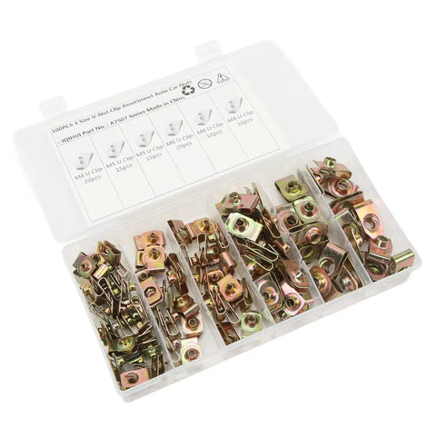 Bulletproof 100 Piece U Nut Kit Featuring Stainless Steel Galvanized Clip Nuts And Rivet Inserts For Car Motorcycle Wrenching M4 M5 M6 M8 Assortment Ensuring Deadset Holds With Street Tough Storage