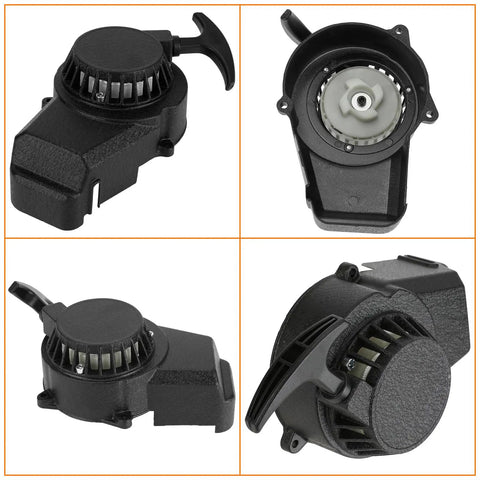 Pull Start Assembly Recoil Starter for 50cc 47cc 49cc 2 Stroke Dirt Bikes ATVs Go Karts, showing different angles and components.