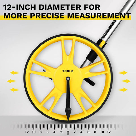 Knockout 12 Inch Manual Measuring Wheel Tracks Yard Distances In Feet Up To 99999 Ft With Quick One Key Reset Portable Folding Rolling Counter For Hardscaping And Outdoor Projects No Sweat
