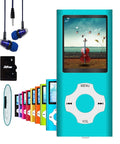 Compact MP3 Player With 32GB Memory Card, FM Radio, Voice Recorder, 1.82 Inch LCD Screen, USB Port, Sleek Blue
