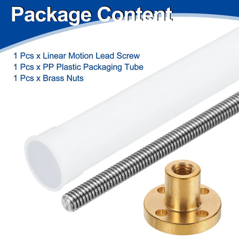 100mm TR6X1 Lead Screw With Brass Nut 1mm Pitch 304 Stainless Steel Bar in Plastic Packaging Tube