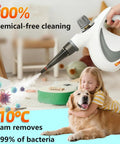 Hella Strong Handheld Steam Cleaner With 12 Nifty Tips For Banishing Stubborn Stains On Auto Upholstery Tile Floors And Fabric Couches In Sharp Deep Gray Body That Crushes Dirt Quick with steam cleaning action.