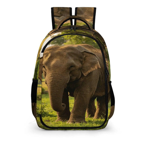 Elephant Printed Unisex Backpack With Large Capacity, Durable Polyester All Day Everyday Carry Bag front view