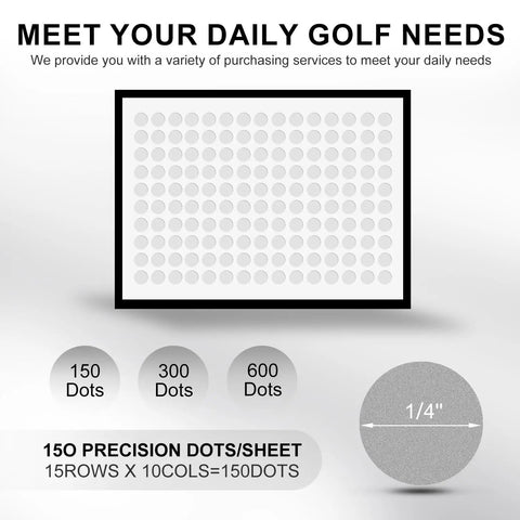 Dope Reflective Dot Stickers For Golf Training 600 Dots 0.25 Inch White Weatherproof Adhesive sheet layout with dot size