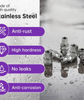 Front view of a 4-piece 3/8-inch stainless steel pressure washer quick-connect kit with male and female adapters.