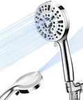 Powerful High Pressure Handheld Shower Head Set With 10 Modes And Five Inch Face 59 Inch Stainless Steel Hose Adjustable Brass Bracket