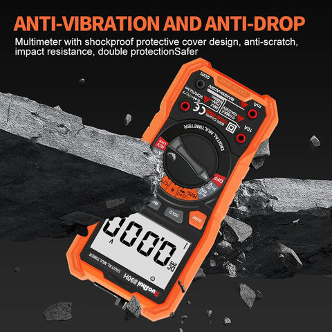 Digital Multimeter For DIYers And Pros True RMS 10A 1000V 6000 Counts Auto Ranging Volt Ohm Meter with rugged case