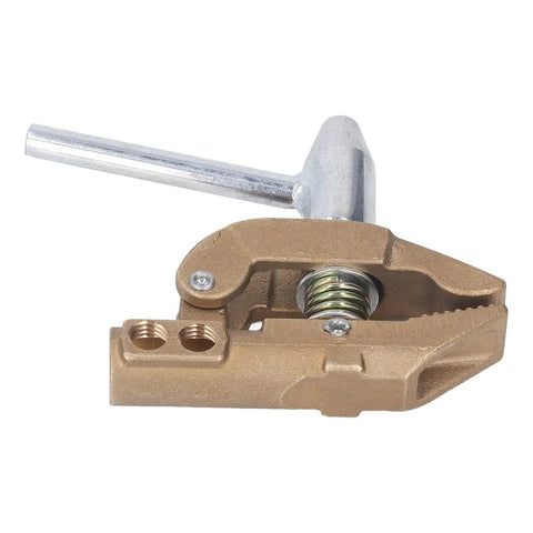 Heavy Duty Brass Welding Ground Clamp With 800 Amp Capacity And Huge 32mm Jaw Opening angled view showing the sturdy design and metal components.