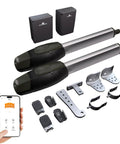 Heavy Duty Dual Automatic Swing Gate Opener Supports Gates Up To Eight Feet And Seven Hundred Seventy Two Pounds Includes Complete Remote Kit and accessories.