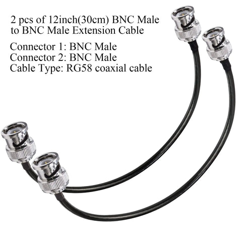 RG58 BNC Jumper Cable 50 Ohm 12 Inch Low Loss Pro Grade Male To Male Extension Coax Cable with brass connectors