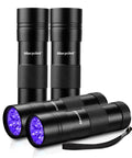 Four Pack UV Blacklight Flashlights With Twelve LED 395nm Ultraviolet Detectors For Revealing Pet Urine And Stains