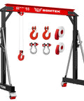Heavy Duty 3 Ton Gantry Crane With Upgraded 2026 Trolley, Adjustable Height 8.53 To 12.47 Ft, shown with accessories, red