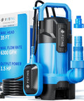Front view of 1.5HP Sump Pump with 6300 GPH Beast Power High Flow Submersible Water Pump, Float Switch, Thermoplastic Construction.