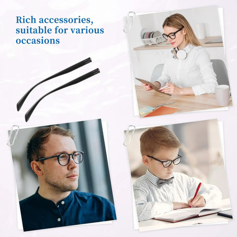 Kick Your Broken Frames Back To Life With This Heavy Duty TR90 Eyeglass Temple Replacement Kit includes screws for quick fixes.