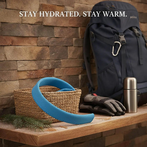 13 Inch Neoprene Style Hydration Hose Insulator Sleeve Thermal Cover next to backpack for cold weather hiking gear